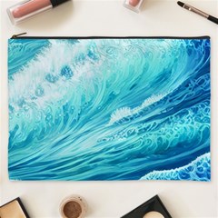 Blue Ocean Wave Watercolor Ii Cosmetic Bag (xxxl) by GardenOfOphir