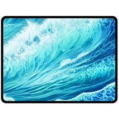 Blue Ocean Wave Watercolor Ii Fleece Blanket (large) by GardenOfOphir