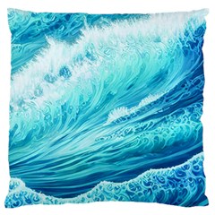 Blue Ocean Wave Watercolor Ii Standard Premium Plush Fleece Cushion Case (one Side) by GardenOfOphir