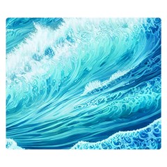 Blue Ocean Wave Watercolor Ii Premium Plush Fleece Blanket (small) by GardenOfOphir