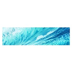 Blue Ocean Wave Watercolor Ii Oblong Satin Scarf (16  X 60 ) by GardenOfOphir