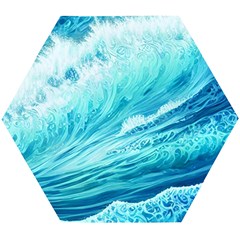 Blue Ocean Wave Watercolor Ii Wooden Puzzle Hexagon by GardenOfOphir