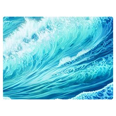 Blue Ocean Wave Watercolor Ii One Side Premium Plush Fleece Blanket (extra Small)