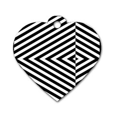 Abstract Lines Pattern Art Design Background Dog Tag Heart (one Side) by Ravend