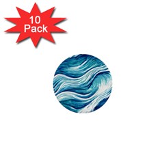 Abstract Blue Ocean Waves 1  Mini Buttons (10 pack) 