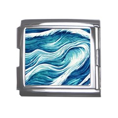 Abstract Blue Ocean Waves Mega Link Italian Charm (18mm)