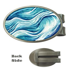 Abstract Blue Ocean Waves Money Clips (Oval) 