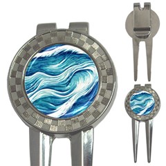 Abstract Blue Ocean Waves 3-in-1 Golf Divots