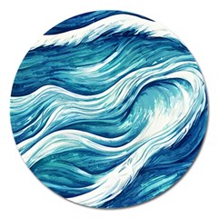 Abstract Blue Ocean Waves Magnet 5  (Round)