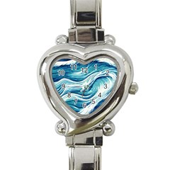 Abstract Blue Ocean Waves Heart Italian Charm Watch