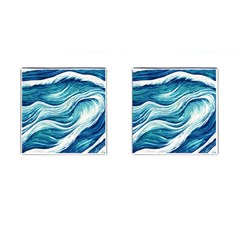 Abstract Blue Ocean Waves Cufflinks (Square)