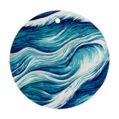 Abstract Blue Ocean Waves Round Ornament (Two Sides)