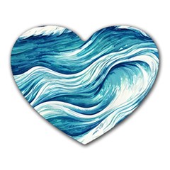 Abstract Blue Ocean Waves Heart Mousepad