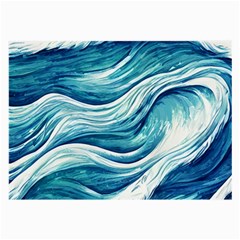 Abstract Blue Ocean Waves Large Glasses Cloth