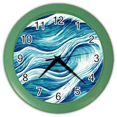 Abstract Blue Ocean Waves Color Wall Clock