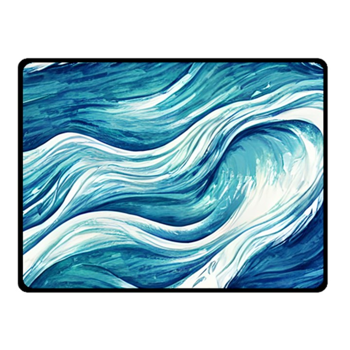 Abstract Blue Ocean Waves One Side Fleece Blanket (Small)