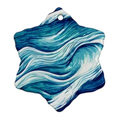 Abstract Blue Ocean Waves Ornament (Snowflake)