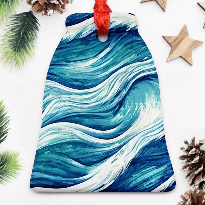 Abstract Blue Ocean Waves Ornament (Bell)