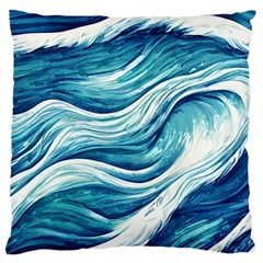 Abstract Blue Ocean Waves Large Cushion Case (One Side)