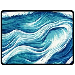 Abstract Blue Ocean Waves Fleece Blanket (Large)