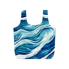 Abstract Blue Ocean Waves Full Print Recycle Bag (S)