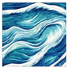 Abstract Blue Ocean Waves Square Satin Scarf (36  x 36 )