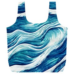 Abstract Blue Ocean Waves Full Print Recycle Bag (XXXL)