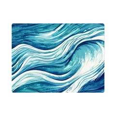 Abstract Blue Ocean Waves One Side Premium Plush Fleece Blanket (Mini)