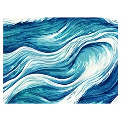 Abstract Blue Ocean Waves Premium Plush Fleece Blanket (Extra Small)