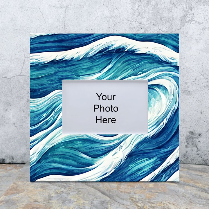 Abstract Blue Ocean Waves White Box Photo Frame 4  x 6 