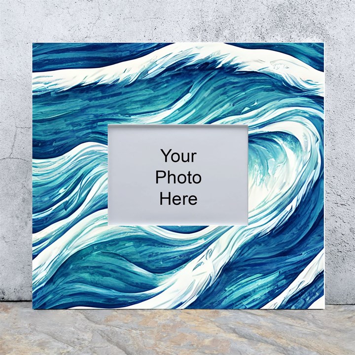 Abstract Blue Ocean Waves White Wall Photo Frame 5  x 7 