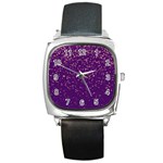 Purple Glittery Backdrop Scrapbooking Sparkle Square Metal Watch Front