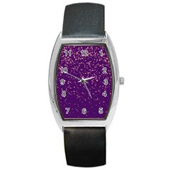 Purple Glittery Backdrop Scrapbooking Sparkle Barrel Style Metal Watch by Ravend