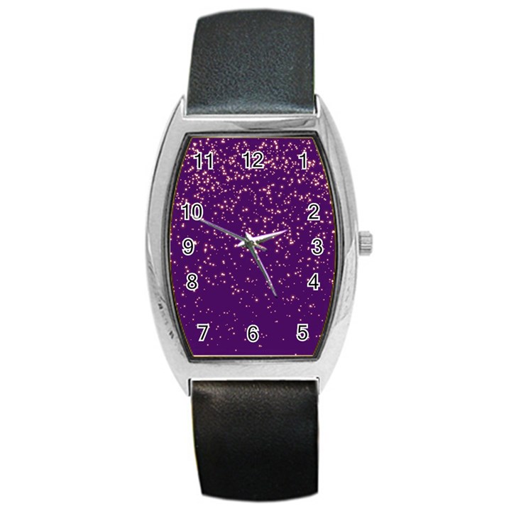 Purple Glittery Backdrop Scrapbooking Sparkle Barrel Style Metal Watch