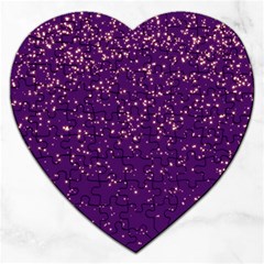 Purple Glittery Backdrop Scrapbooking Sparkle Jigsaw Puzzle (heart) by Ravend