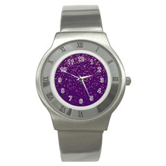 Purple Glittery Backdrop Scrapbooking Sparkle Stainless Steel Watch by Ravend