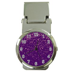 Purple Glittery Backdrop Scrapbooking Sparkle Money Clip Watches by Ravend