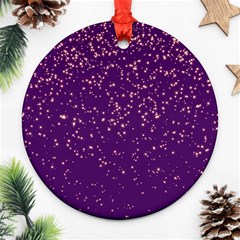 Purple Glittery Backdrop Scrapbooking Sparkle Round Ornament (two Sides)