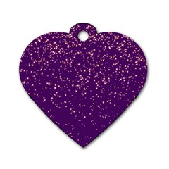 Purple Glittery Backdrop Scrapbooking Sparkle Dog Tag Heart (one Side) by Ravend