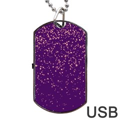 Purple Glittery Backdrop Scrapbooking Sparkle Dog Tag Usb Flash (one Side) by Ravend