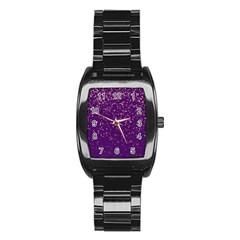 Purple Glittery Backdrop Scrapbooking Sparkle Stainless Steel Barrel Watch by Ravend