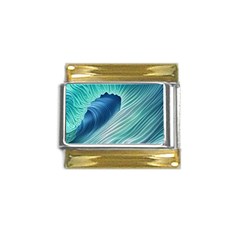 Summer Ocean Waves Gold Trim Italian Charm (9mm)