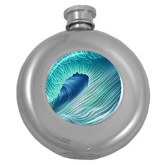 Summer Ocean Waves Round Hip Flask (5 Oz) by GardenOfOphir