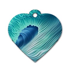 Summer Ocean Waves Dog Tag Heart (two Sides) by GardenOfOphir