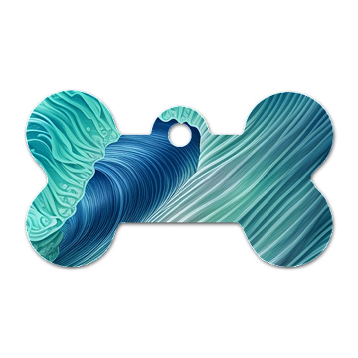 Summer Ocean Waves Dog Tag Bone (Two Sides)