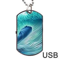 Summer Ocean Waves Dog Tag Usb Flash (two Sides) by GardenOfOphir