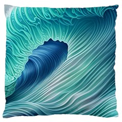 Summer Ocean Waves Large Premium Plush Fleece Cushion Case (one Side) by GardenOfOphir