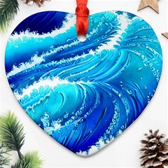 Simple Blue Ocean Wave Ornament (heart) by GardenOfOphir