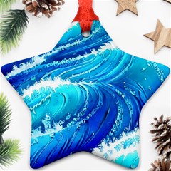 Simple Blue Ocean Wave Ornament (star)