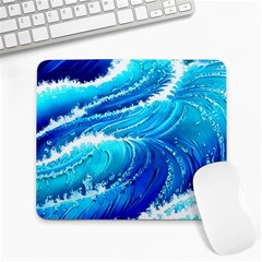 Simple Blue Ocean Wave Large Mousepad by GardenOfOphir